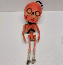 Vintage Spooky Orange Skeleton Hanging Rubber Paper Magic Group Hallowee... - £42.51 GBP