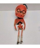 Vintage Spooky Orange Skeleton Hanging Rubber Paper Magic Group Hallowee... - £42.75 GBP