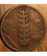 1921 ITALY 5 CENTESIMI COIN - £1.72 GBP