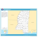 Mississippi State Counties w/Cities Laminated Wall Map - £154.31 GBP