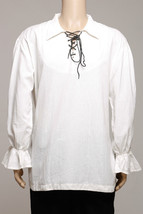 Casual Summer Renaissance Pirate Medieval Shirt white Men collar/FLOATY CUFFS - £38.53 GBP