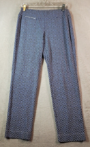 J. McLaughlin Pants Womens Size XS Blue White Geo Print Flat Front Elastic Waist - £17.81 GBP