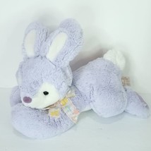 Purple White Flower Bow Bunny Rabbit Stuffed Animal Plush Easter Spring 11" Long - $22.76