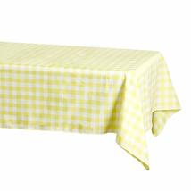 Yellow and White Checkered Buffalo Plaid Gingham Fabric Rectangle Tablec... - £16.24 GBP