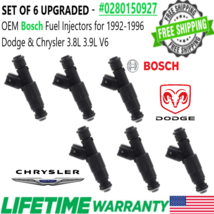 UPGRADED OEM BOSCH x6 4 hole 19LB Fuel Injectors for 1992-1996 Dodge Chrysler V6 - £97.72 GBP