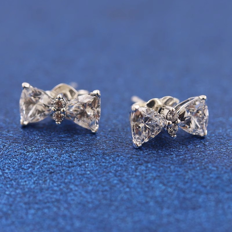 925 Sterling silver Sparkling Small Bow Stud Earrings  293542C01
