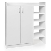 Freestanding Shoe Cabinet with 3-Postition Adjustable Shelves-White - Color: Whi - £99.34 GBP