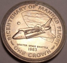 Massive Gem Unc Isle Of Man 1983 Crown~Orbiter Space Shuttle Manned Flight~Fr/Sh - £16.62 GBP