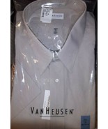 Van Heusen Men&#39;s 19 Tall Half Sleeve Wrinkle Free Poplin Beige Dress Shirt - $40.51 CAD