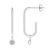 ANGARA 2.5mm Natural Diamond Paper Clip Hoop Earrings in Silver for Women - £231.50 GBP