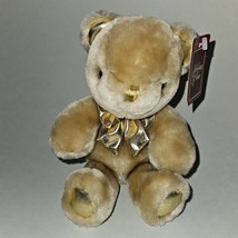 Tan Teddy Bear Plush Gold Bow Feet 7&quot; Stuffed Animal Toy Walmart Christm... - £19.43 GBP