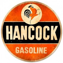 Hancock Gasoline Metal Sign 14&quot; Round - £21.59 GBP