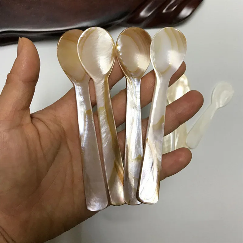 9 13CM Natural Shell Ice Spoon Cream Coffee Caviar Spoon Mother of 13CM ... - $6.44