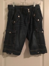 Rocawear Women’s Juniors Blue Capri Jean Shorts Pockets Size 9 - £43.63 GBP