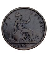 1865 Great Britain Penny VF Condition KM #794.2 Rim Bump on Rx - €41,89 EUR