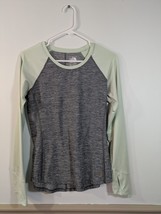 The North Face Top Womens S Gray Green Flash Dry Crew Neck Stretch Outdoor - $11.88