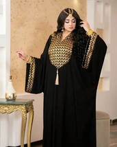 Muslim Kaftan Abaya Dress Women Dubai Abayas  Evening Gown Elegant  Hooded Dress - £95.37 GBP