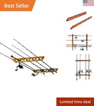 Efficient Ceiling Mount Rod Holder for 9 Fishing Rods - Solid Pine Const... - $33.26