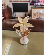 Vintage Capodimonte Porcelain Yellow Lily Flower Italian Italy  Pink Gold - $36.78 CAD