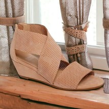 NIB Eileen Fisher Leather Wedge Sandals 7 1/2 Wheat 7.5 Perforated Shoe ... - £106.95 GBP