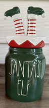 Rae Dunn New Christmas SANTA’S ELF Green Red White Baby Canister with El... - £37.45 GBP