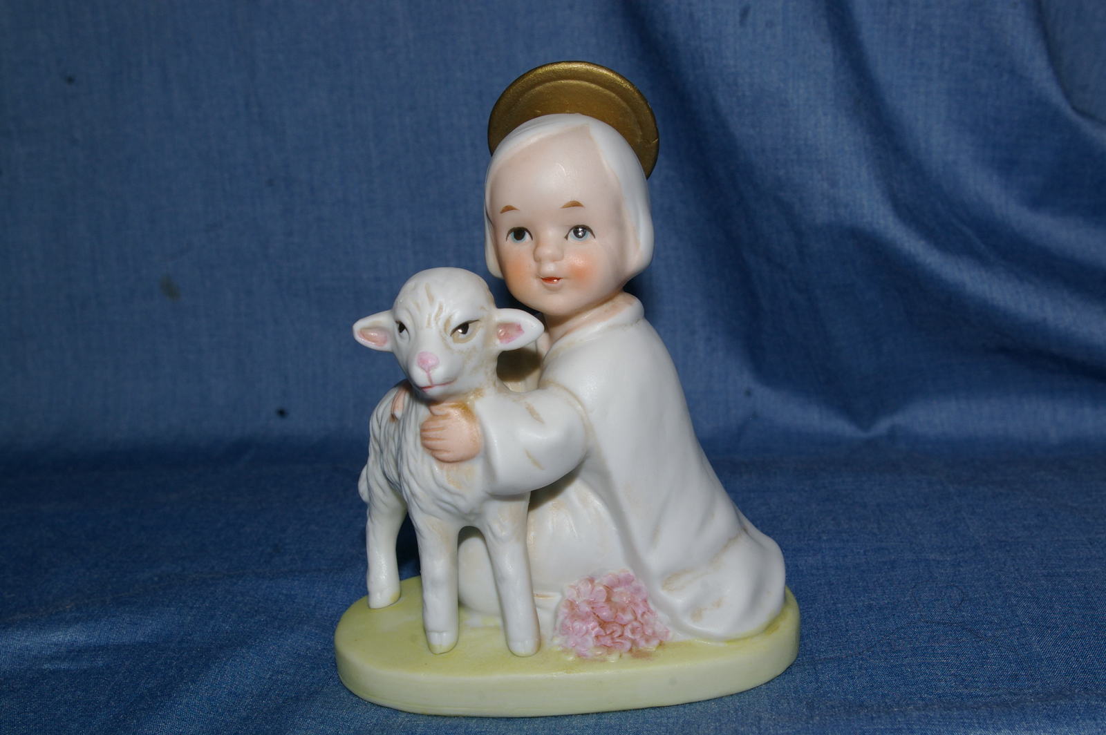 Primary image for Homco Holy Shepherd With Lamb Figurine 5605 Angel Sheep Home Interiors & Gifts-b