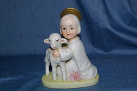 Homco Holy Shepherd With Lamb Figurine 5605 Angel Sheep Home Interiors &amp;... - £7.06 GBP
