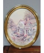 Vintage Wall Print By Lee K Parkinson Oval Frame Art Deco Country Home Charm