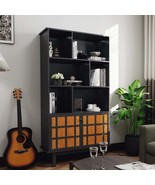 Black &amp; Honey Bookcase with Cabinet Doors - Stylish Bookshelf Storage - $5,907.01 MXN