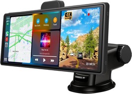 9.3&quot; Portable 4K Dash Cam Car Stereo Radio Wireless Apple Carplay Android Auto - £95.41 GBP
