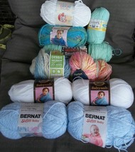 10 Skeins Baby Yarn White Pastels Knit Crochet Bernat Red Heart Mumm Sayelle + - £23.73 GBP