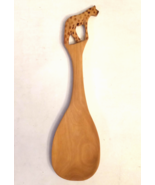 Hand Carved Wooden Salad Serving Spoon w/ Cheetah Leopard Top Large Padd... - $187.21 MXN