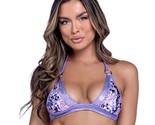 Sequin Crop Top O Rings Shimmer Trim Halter Neck Bikini Lavender Purple ... - $40.49