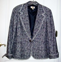 NEW Talbots Jacket~Fringe Detail~Blue + Creamy White~14~Simply Beautiful... - £53.32 GBP