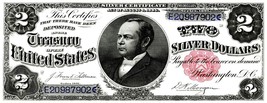 Currency Bank Note -  US $2.00 Dollar Silver Certificate (1891) Poster 1... - $374.24 MXN