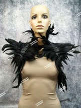 Gothic Black Feather Bolero Collar Vampire Madame Crow Raven Mistress Ev... - $29.95