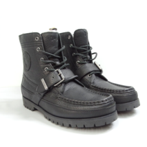 Polo Black Leather Ranger Boots Ralph Lauren Buckles Straps Men&#39;s 7.5D P... - $56.95