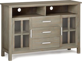 53-Inch Distressed Grey Kitchener Tall Media Tv Stand From Simplihome. - £360.83 GBP