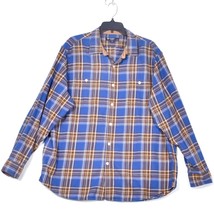 Cremieux Classics Men&#39;s Button Up Plaid Blue Shirt Elbow Patches Size XL - £18.93 GBP