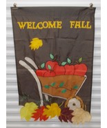 28&quot; X 45&quot; GARDEN FLAG Welcome Fall brown yellow Harvest Apples leaves - €12,71 EUR
