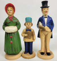 Vtg 3 Pc Paper Mache Composite Victorian Christmas Carolers Fine A Quality Japan - £15.83 GBP