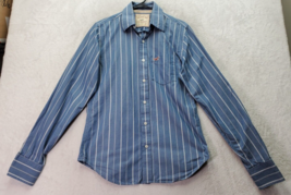 Hollister Shirt Mens Small Blue Striped Cotton Long Sleeve Collared Button Down - £13.89 GBP