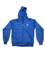 VTG 1980s Nike Zip Up Hoodie Sweater Swoosh Blue Tag MEDIUM Stain - £73.98 GBP