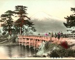 Vintage Cartolina 1900-10s Fuji Da Kawabashi Legno Piede Ponte Giappone - $42.99