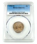 1943-D 5C Jefferson Nickel Graded by PCGS as MS67FS Full Steps - $216.64 CAD