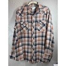 Wrangler Wrancher Flannel Pearl Snap Shirt Mens Brown Plaid Long Sleeve ... - $372.25 MXN
