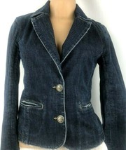 Paige Blue Denim Jean Jacket Small Wilshire Blvd Blazer Distressed Pockets  - £78.17 GBP