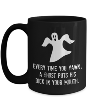 Ghost Mug, Ghost Joke, Funny Mug, Novelty 15oz Black Ceramic Coffee Tea Cup - £17.57 GBP