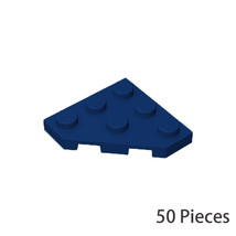 50x Dark Blue Part 2450 Wedge Plate 3x3 Cut Corner Building Pieces Bulk Lot - £7.17 GBP