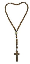 Caridad del Cobre Catholic Wood Rosary Beads Necklace Mary Cross Brown CUBA - $9.85